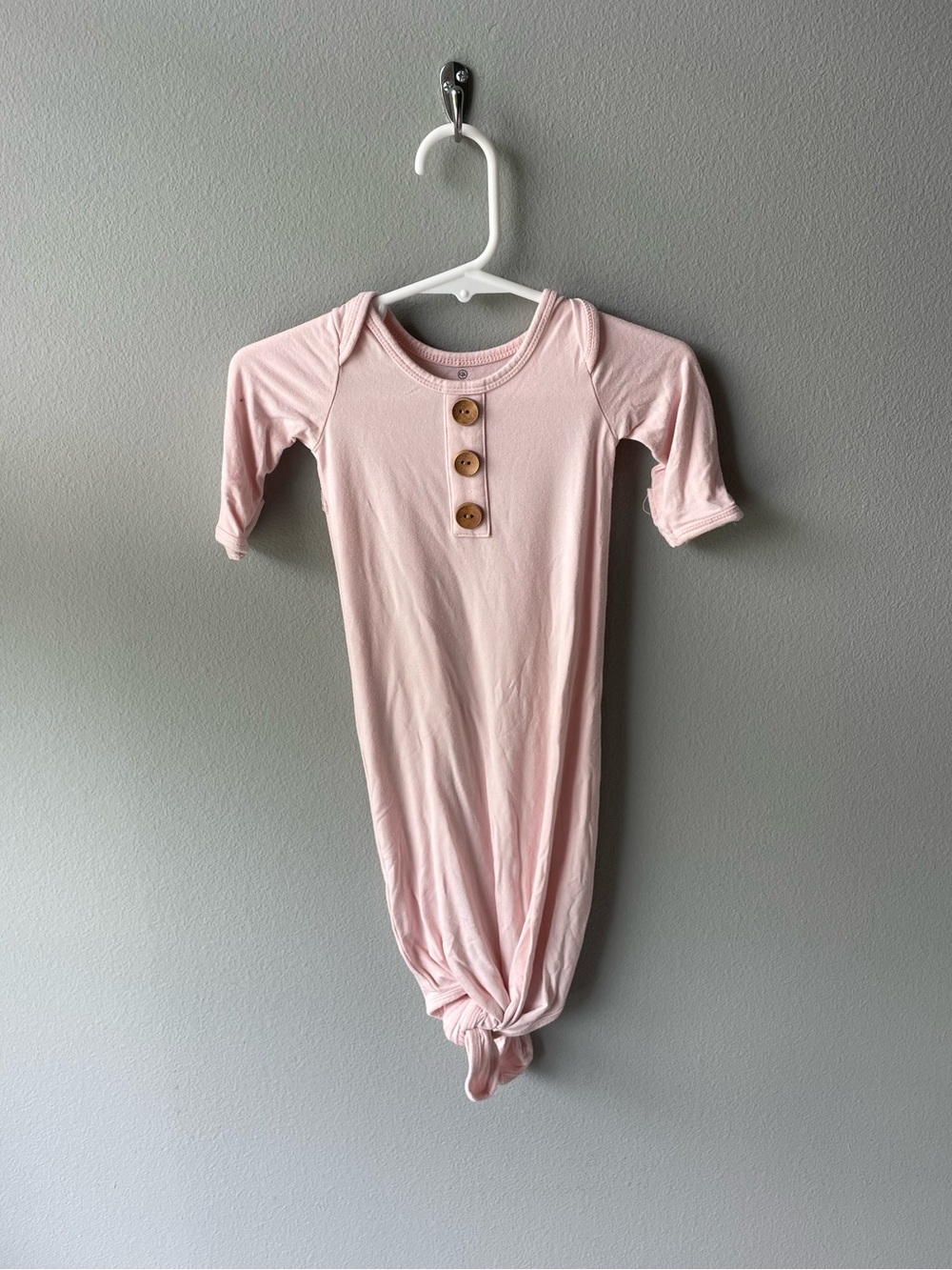 Caden Lane Light Pink Gown with Button Up Front and Foldover Mittens